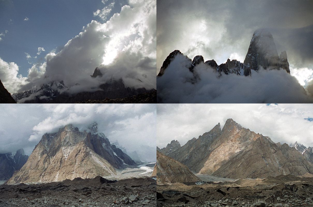 01 Clouds Roll In At Khoburtse Covering Uli Biaho Tower, Trango Towers And Lobsang Spire